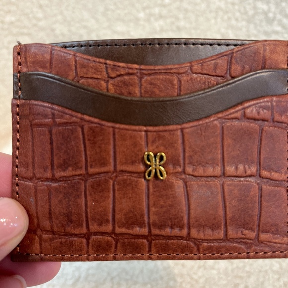 HOBO - MAX Credit Card Case Brandy Crocodile Embossed 100 % Genuine Leath… - Picture 2 of 5